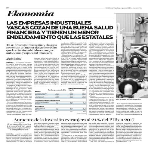 Las empresas industriales vascas gozan de una buena salud financiera y tienen...