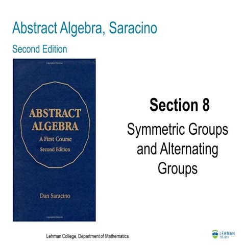 Section 8: Symmetric Groups