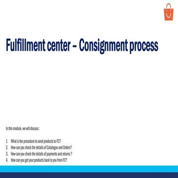 Fulfillment center - Consignment process - SCD