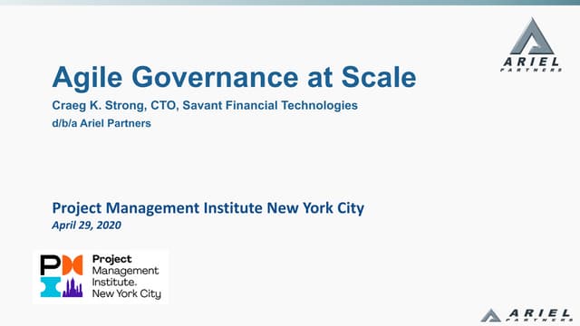 20200429 PMI NYC Meetup Agile Governance Ariel Partners for Distribution