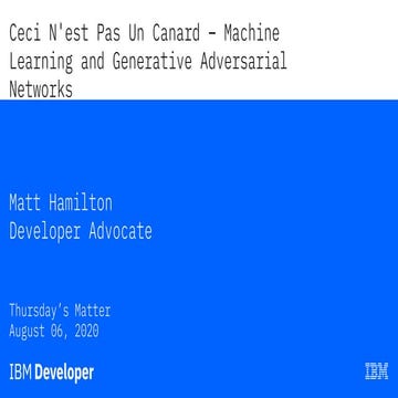 Ceci n’est pas un canard - Machine Learning and Generative Adversarial Networks