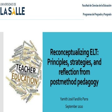 Reconceptualizing ELT from the postmethod pedagogy