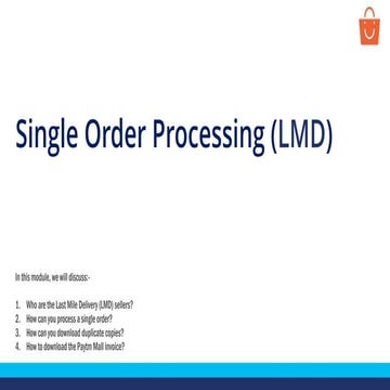 SCD - steps to process a single order - LMD