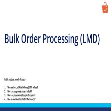 Steps to process orders in bulk - LMD - B2C