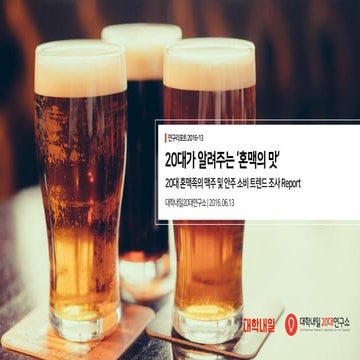 [대학내일20대연구소] 20대 혼맥족의 맥주 및 안주 소비 트렌드 조사 (연구리포트 2016-13)