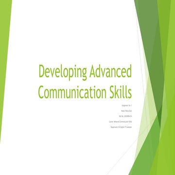 Developing Advanced Communication Skills - Presentation Slides - By Rehan Butt