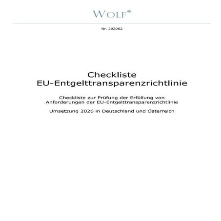 Checkliste „Entgelttransparenzrichtlinie: Optimale Vorbereitung“