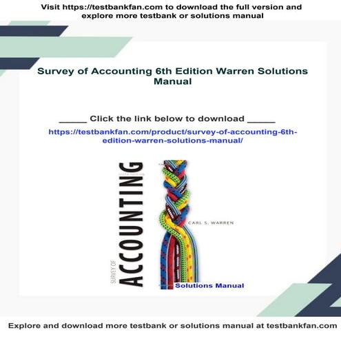 Survey of Accounting 6th Edition Warren Solutions Manual