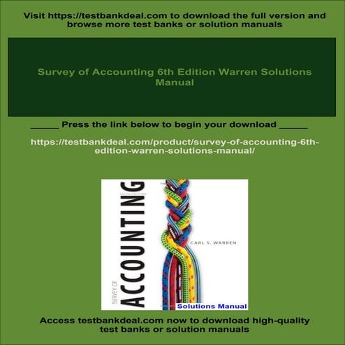 Survey of Accounting 6th Edition Warren Solutions Manual