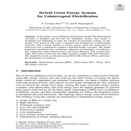Hybrid Green Energy Systems for Uninterrupted Electrification