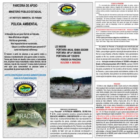2020 comunicado da patrulha ambiental do rio ivai piracema 2020 2021