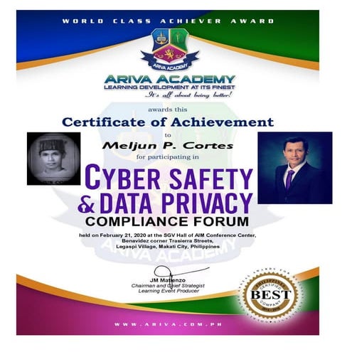 2020  Data  Privacy  ARIVA  Certificate  Seminar