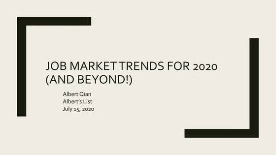 Job Forecast & Trends for 2020 and Beyond