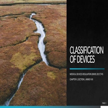 Medical Devices Regulation (MDR)  2017/745 - Classification of devices 