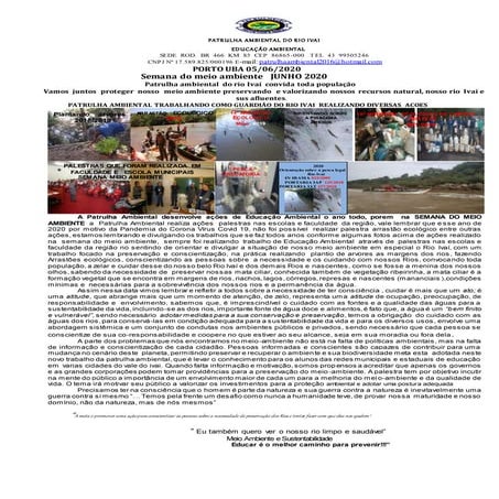 2020 patrulha ambiental do rio ivai semana do meio ambiente junho 2020