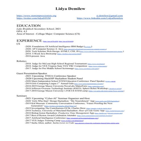 Lidya Demilew Resume