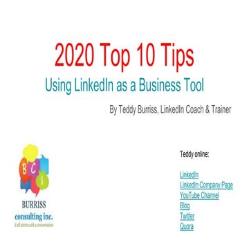 2020 top 10 tips for using LinkedIn as a Business Tool