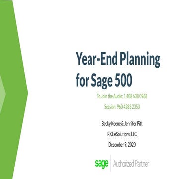 2020 year end planning for Sage 500