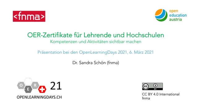 OER-Zertifikate für Lehrende und Hochschulen: Kompetenzen und Aktivitäten sichtbar machen