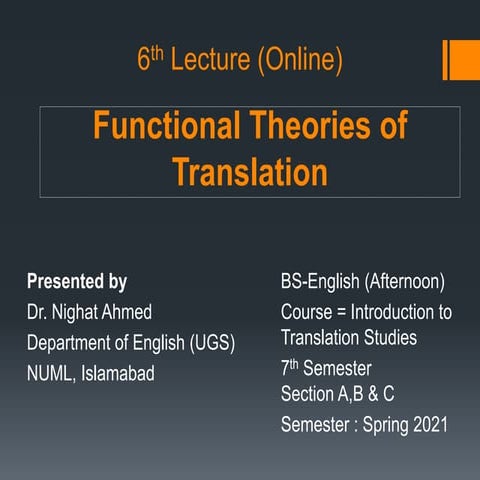 Functional Theories of Translation