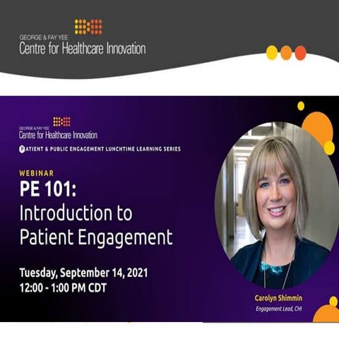 PE101: Introduction to Patient Engagement in Health Research