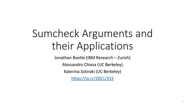 ZK Study Club: Sumcheck Arguments and Their Applications