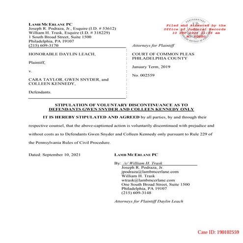 2021.09.10 stipulation of voluntary discontinuance dmeast 45984651(1) | PDF