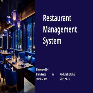 Restaurant Management System - Software Project Management