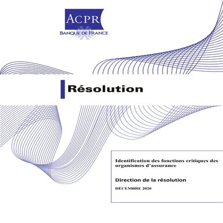 Résolution de l'ACPR sur les fonctions critiques de l'assurance | PDF