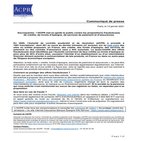 Liste noire mise à jour par l'ACPR | PDF