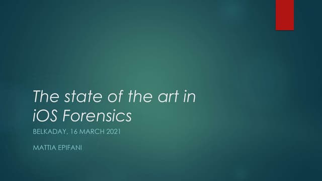 The state of the art in iOS Forensics