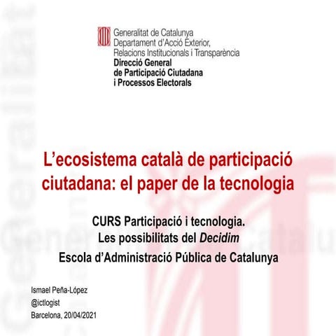 L’ecosistema català de participació ciutadana: el paper de la tecnologia