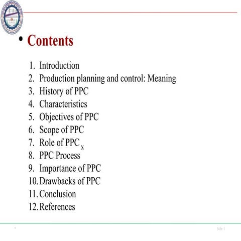 PPC, production planning and control,role importance