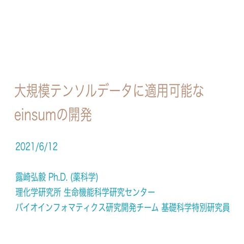 大規模テンソルデータに適用可能なeinsumの開発
