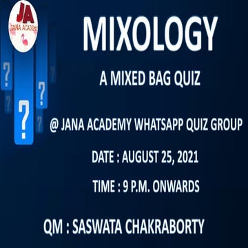 MIXOLOGY - A MIXED BAG QUIZ (IN BENGALI FONT)