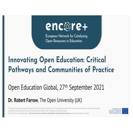 Innovating Open Education: Critical Pathways and Communities of Practice