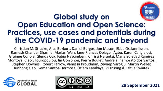 20210928 Global study on Open Education and Open Science: Practices, use cases and potentials during the COVID-19 pandemic and beyond