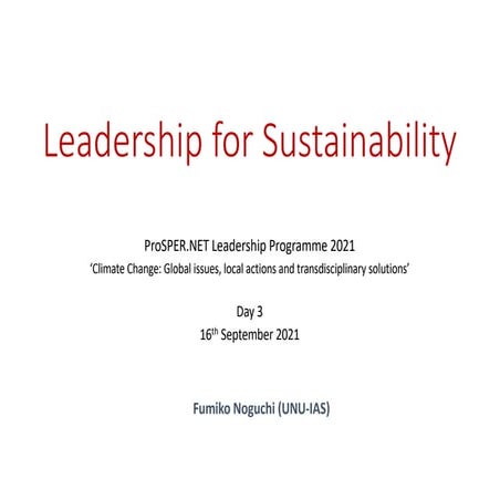 Leadership for Sustainability