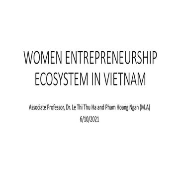 Women Entrepreneurship Ecosystem in Viet Nam
