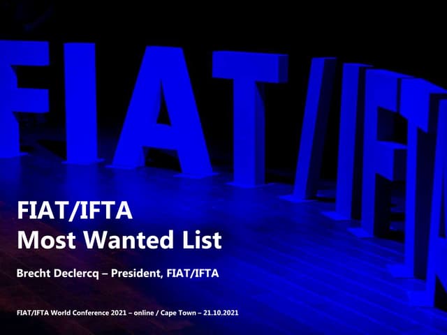 20211021 FIAT/IFTA Most Wanted List