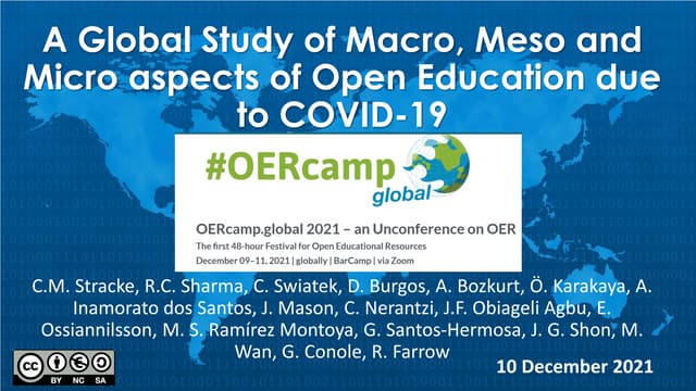 A Global Study of Macro, Meso and Micro aspects of Open Education due to COVID-19: Christian M Stracke & Ramesh Sharma 由于 COVID-19 对开放教育宏观、中观和微观方面的全球研究