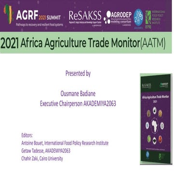 Presentation of the 2021 Africa Agriculture Trade Monitor, September 10, AGRF...