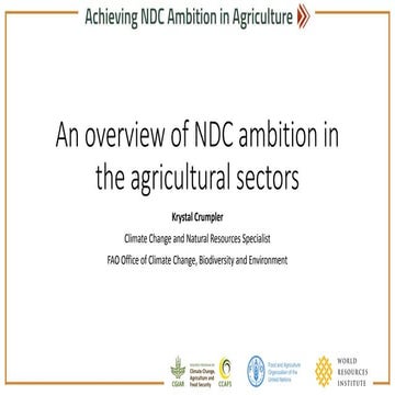 Achieving NDC Ambition in Agriculture: Overview of NDC ambition in the agricu...