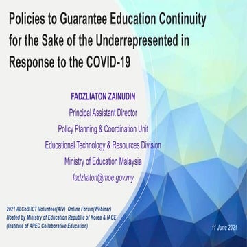 Policies to Guarantee Education Continuity for the Sake of the Underrepresent...