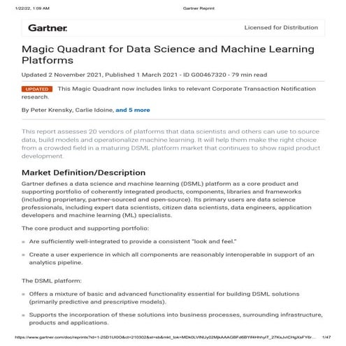 2021 gartner mq dsml