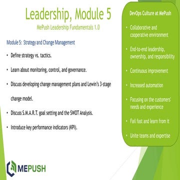 MePush Leadership Fundamentals - Week 5