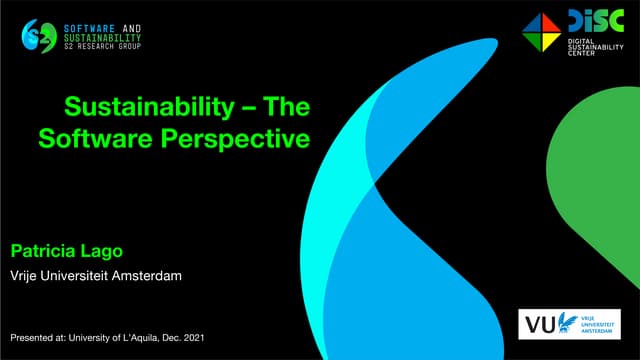 Sustainability - The Software Perspective