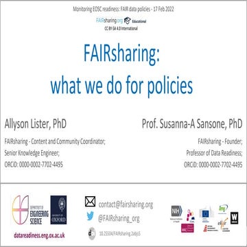 FAIRsharing: what we do for policies