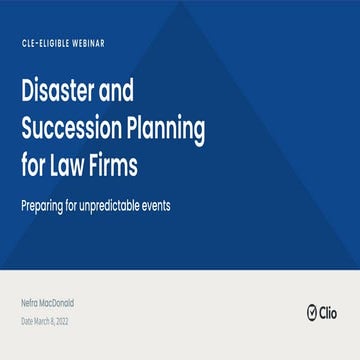 Disaster and Succession Planning for Law Firms