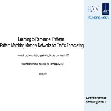 Learning to Remember Patterns: Pattern Matching Memory Networks for Traffic F...